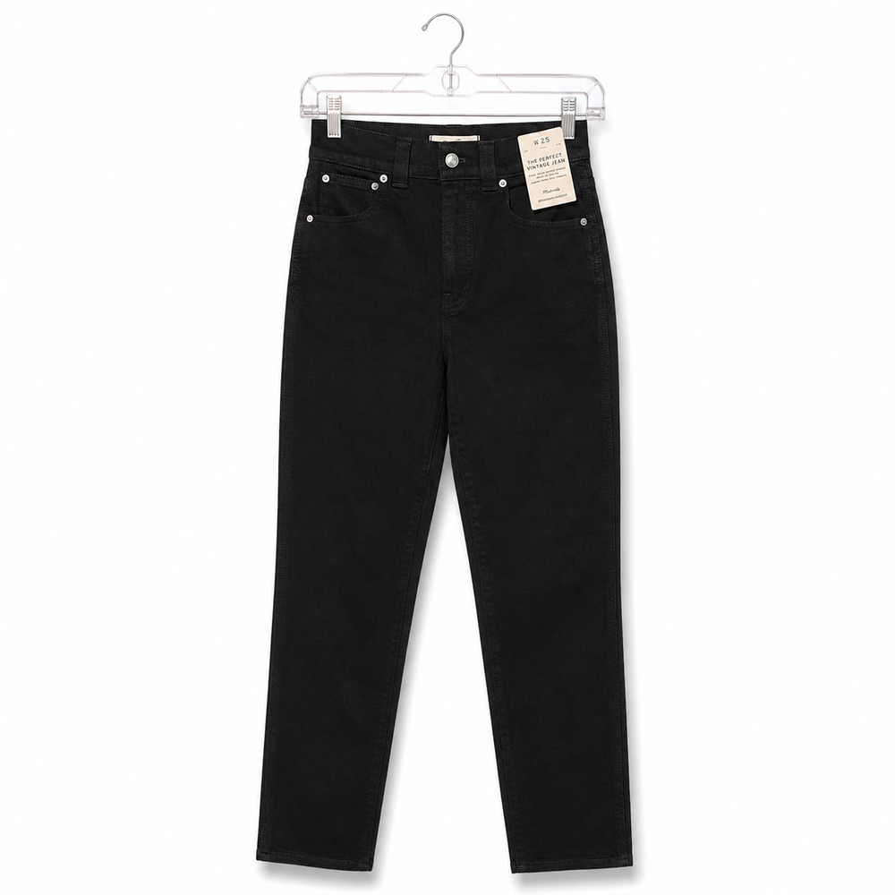 Madewell The Perfect Vintage Jean Womens Size 25 Black High Rise Stretch NWT